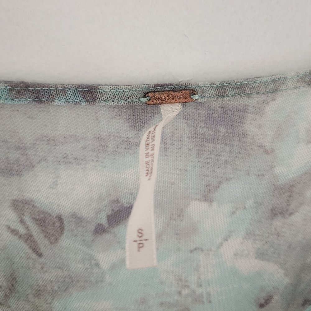 Free People Know Me Maxi Top Floral Blue Orange Pastel Small Boho - Picture 7 of 11